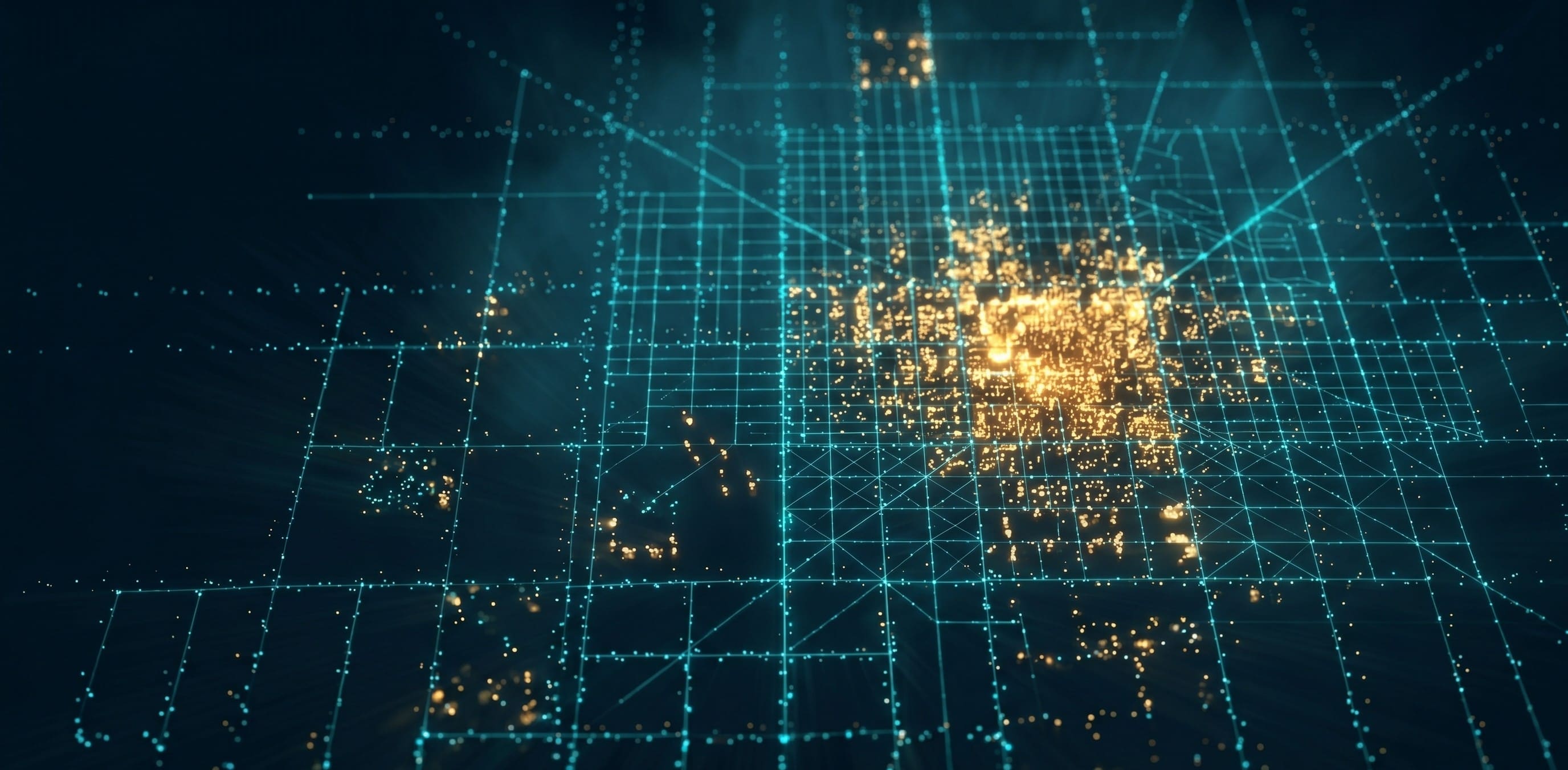 A three-dimensional visualisation of an urban data lattice.